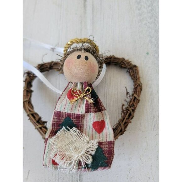 Mini heart wreath angel handmade ornament Xmas decor - Picture 2 of 5